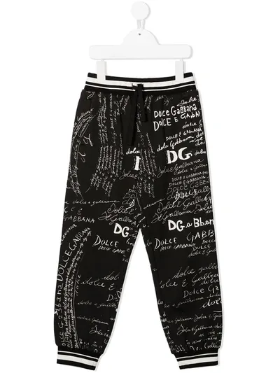 Dolce & Gabbana Kids' Little Boy's & Boy's Cursive Logo Joggers In Black Multi