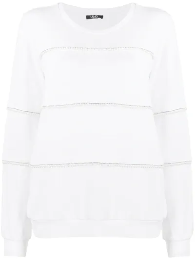 Liu •jo Faux Pearl-embellished Sweatshirt In White