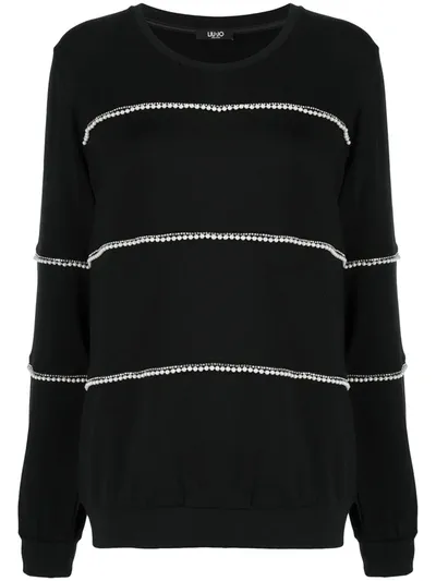 Liu •jo Faux Pearl-embellished Sweatshirt In Black