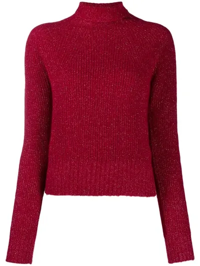 Liu •jo Glitter-effect Roll Neck Jumper In Pink