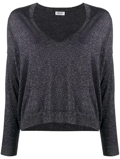 Liu •jo Glitter-effect Knit Jumper In Blue