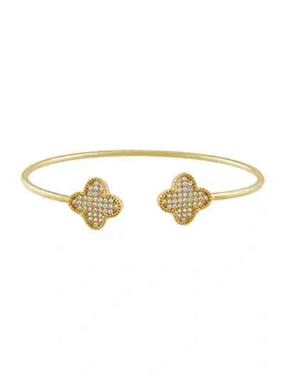 Saks Fifth Avenue Jankuo Pav&eacute; Crystal Clover Bangle Bracelet