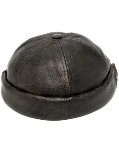 Junya Watanabe Turn-up Leather Hat In Brown