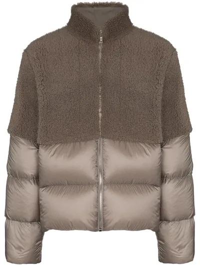 Moncler Coyote Fleece Padded Jacket In Brown