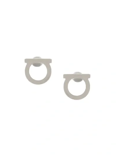 Ferragamo Small Gancini Earrings In Silver