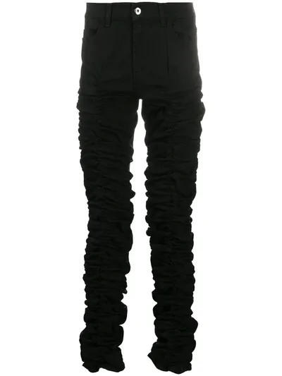 Mjb Marc Jacques Burton Ruched Slim-fit Jeans In Black