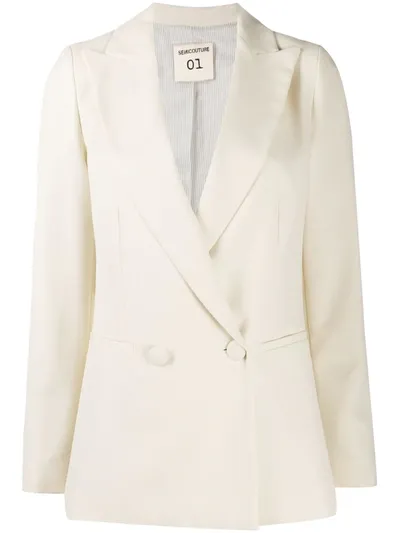 Semicouture Double-breasted Tailored Blazer In Neutrals