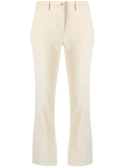 Pt01 Cropped Slim-fit Trousers In White