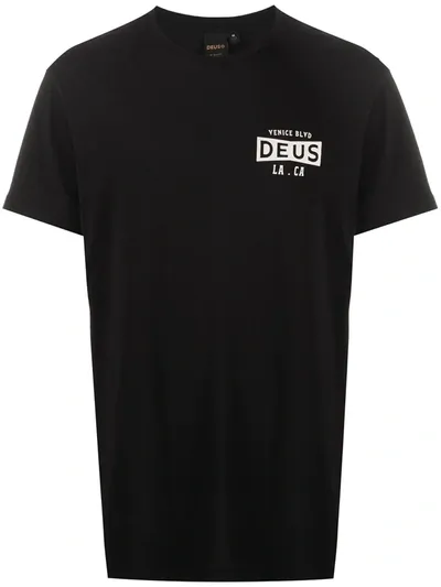 Deus Ex Machina Logo Print T-shirt In Black