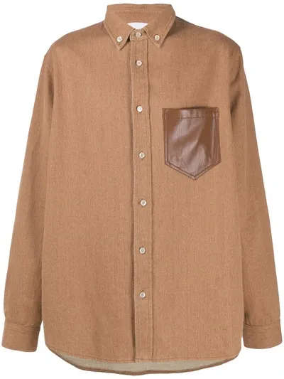 Nanushka Dome Contrast Pocket Shirt In Brown