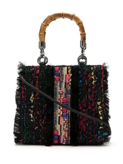 Isla Tapeçaria Fringed Tote Bag In Black