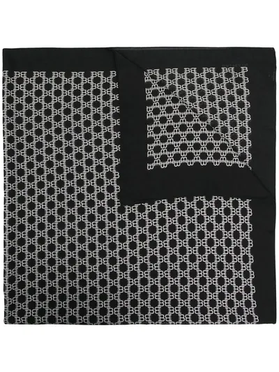 Balmain Monogram Print Scarf In Black