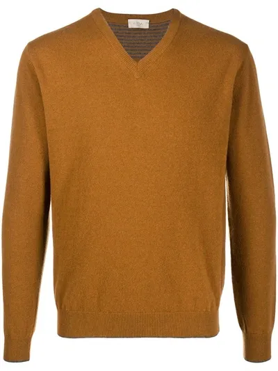 Altea V-neck Knitted Jumper In Brown