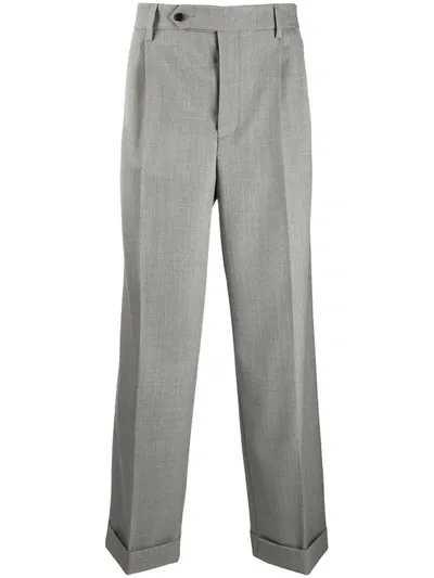 Msgm Wide-leg Tailored Gabardine Trousers In Grey