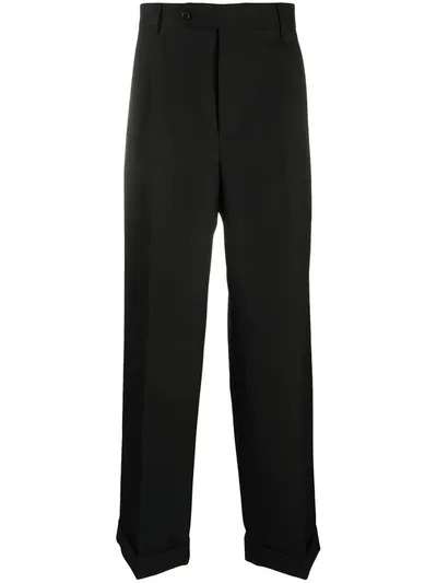 Msgm Wide-leg Tailored Gabardine Trousers In Black