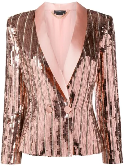 Elisabetta Franchi Sequin-detail Double-breasted Blazer In Pink