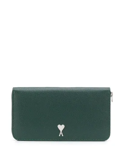 Ami Alexandre Mattiussi Ami De Coeur Wallet In Green