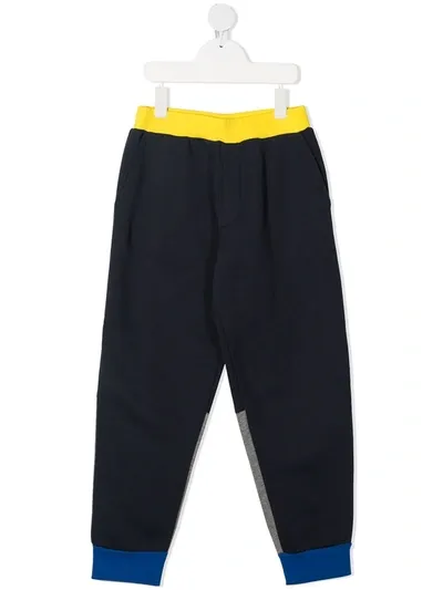 Marni Kids' Colour-block Track Trousers In Blue