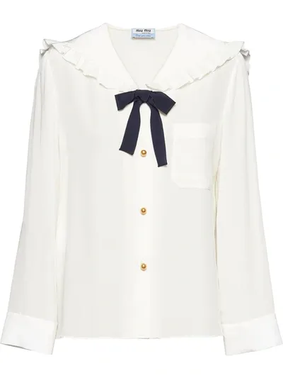 Miu Miu Once Upon A Time Crêpe De Chine Shirt In White