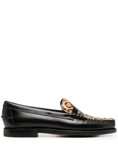 Sebago Leopard-print Loafers In Brown