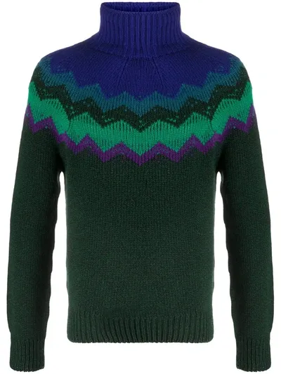 Missoni Chevron-intarsia Jumper In Green