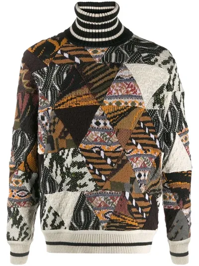 Missoni Patchwork Intarsia-knit Jumper In Black