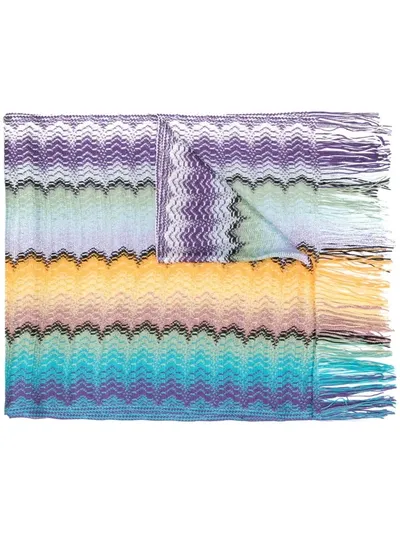 Missoni Fiammata Lurex Scarf In Blue