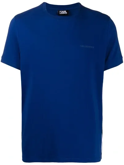 Karl Lagerfeld Logo Print Short Sleeved T-shirt In Blue