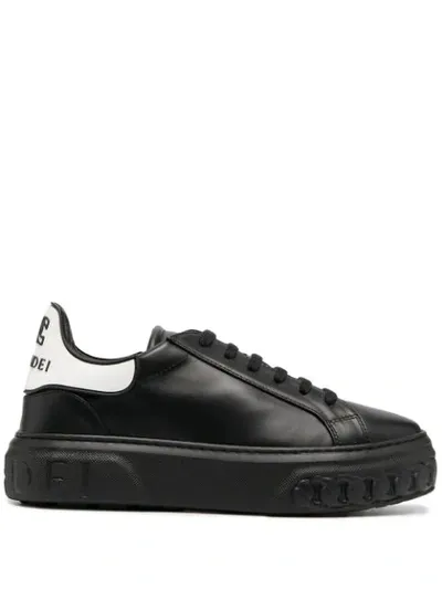 Casadei Two-tone Lace-up Trainers In Black