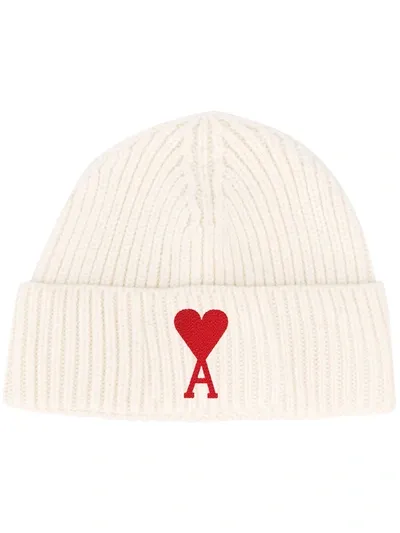 Ami Alexandre Mattiussi White Ami De Coeur Beanie In White.150