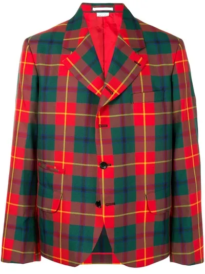 Comme Des Garçons Homme Deux Tartan Pattern Blazer In Red