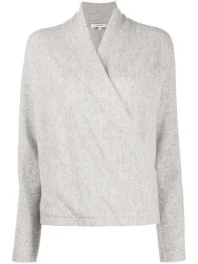 Vince Crossover Cashmere Jumper In Grey