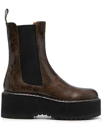 Paris Texas Snake Pattern Boots In Braun