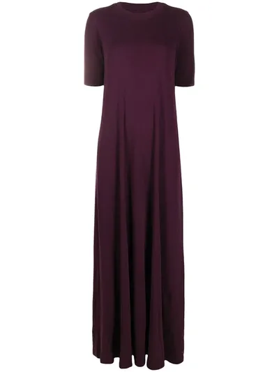 Raquel Allegra Short Sleeve Maxi Dress In Purple