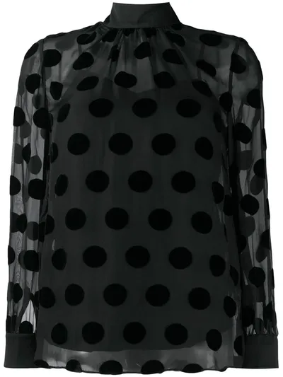 Paul Smith Sheer Polka-dot Blouse In Black