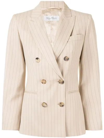 Max Mara Double-breasted Pinstripe Blazer In Brown