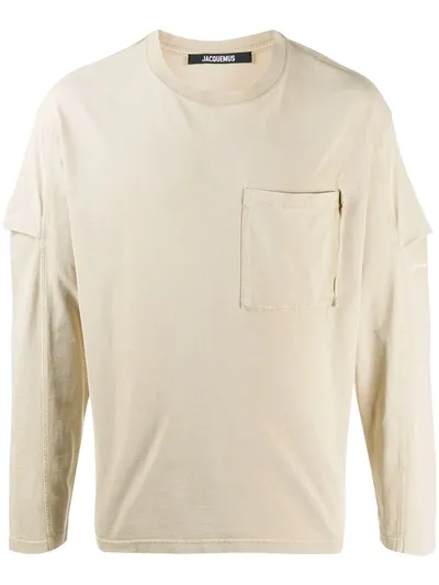 Jacquemus Layered-effect Long-sleeved T-shirt In Neutrals