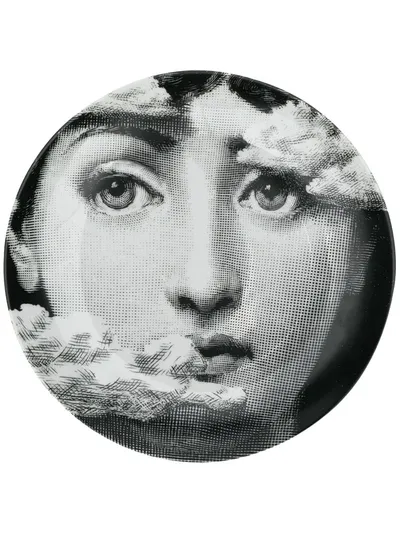 Fornasetti Tema E Variazioni N. 139 Cloudy Face Wall Plate In White/black