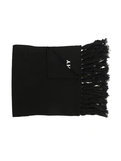 Philosophy Di Lorenzo Serafini Kids' Logo Embroidered Fringed Scarf In Black