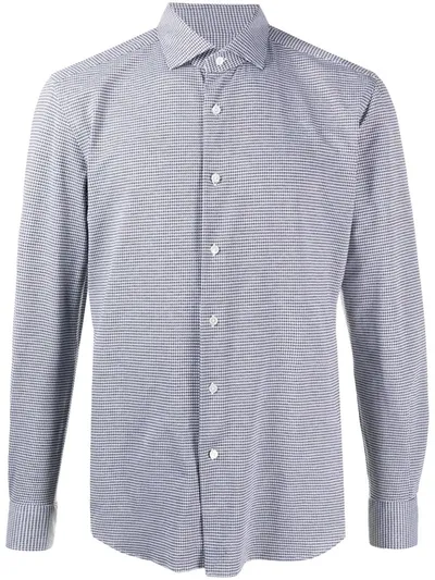 Xacus Houndstooth Print Shirt In Grey