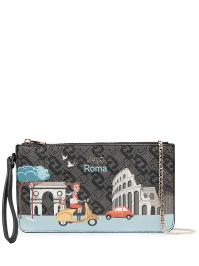 Liu •jo Roma Print Clutch Bag In Brown