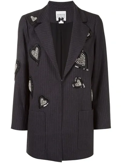 Edward Achour Paris Sequin-embellished Heart Blazer In Black