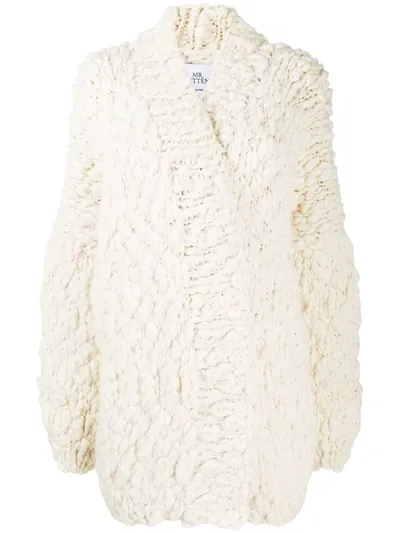 Mr Mittens Chunky-knit Wool Cardigan In Neutrals