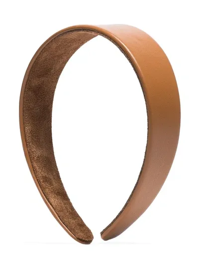 Jennifer Behr Brown Cruz Leather Headband In Saddle