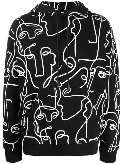 Marcelo Burlon County Of Milan All-over Faces Print Hoodie In Black