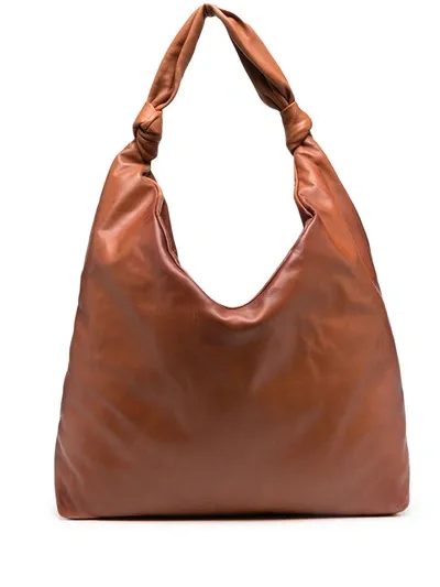 Officine Creative Knots 1 Large Leather Tote Bag In Brown