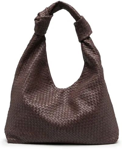 Officine Creative Knots Large Woven Leather Tote Bag In Brown