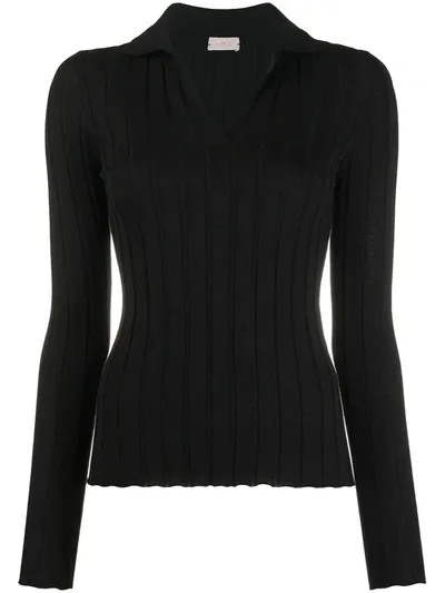 Mrz Ribbed Polo Jumper In Black