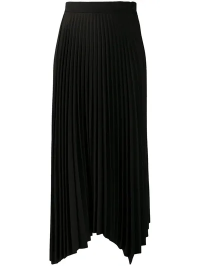 Mrz Asymmetric Pleated Skirt In Black