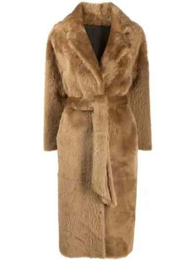 Suprema Midi Fur Coat In Neutrals